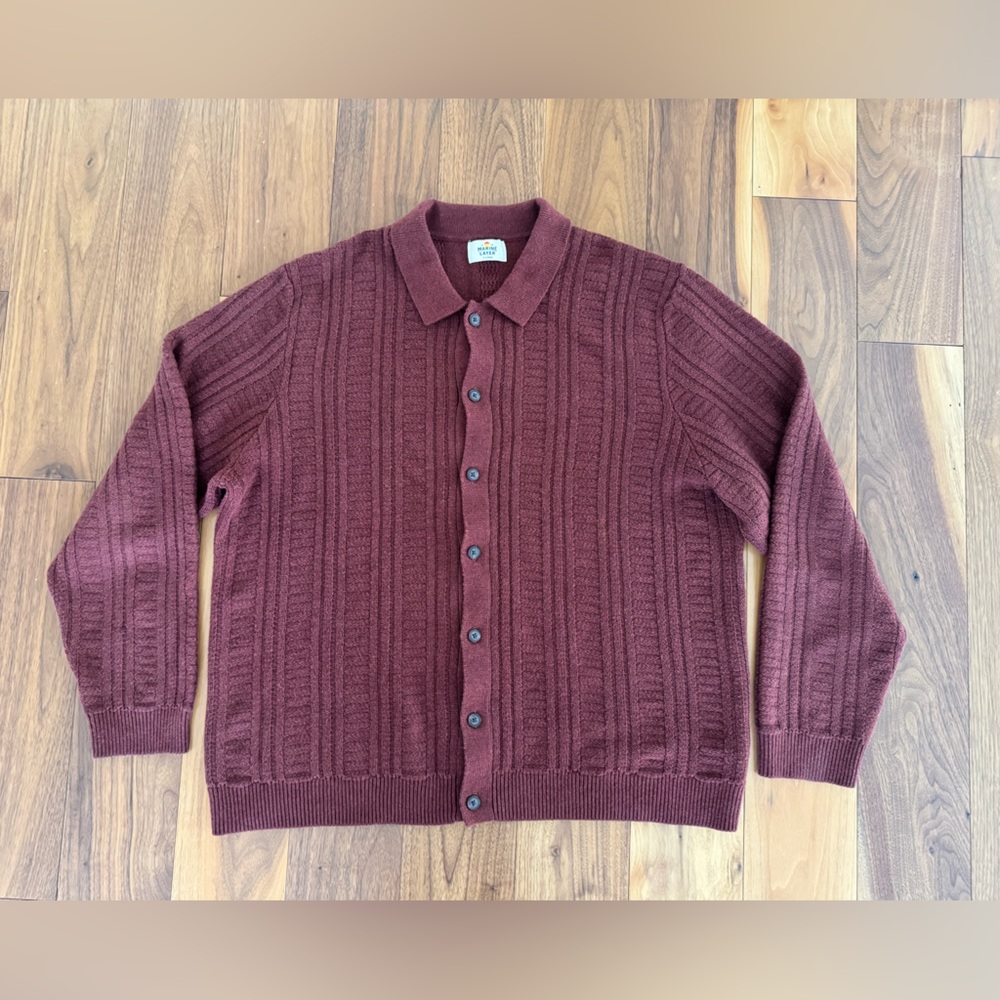 Marine Layer Arthur Sweater Cardigan Button Merino Wool Blend Veneer size XL - Picture 12 of 16